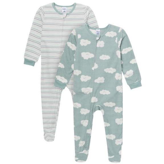 Gerber Baby and Toddler Neutral Microfleece 2-Way Zipper Blanket Sleeper Pajamas, 2-Pack, Sizes 0/3 Months - 5T