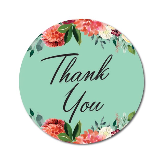 Darling Souvenir Lot de 45 Pcs Bordure Florale Chrysanthème Ronde Autocollants Merci-1.6 Pouces