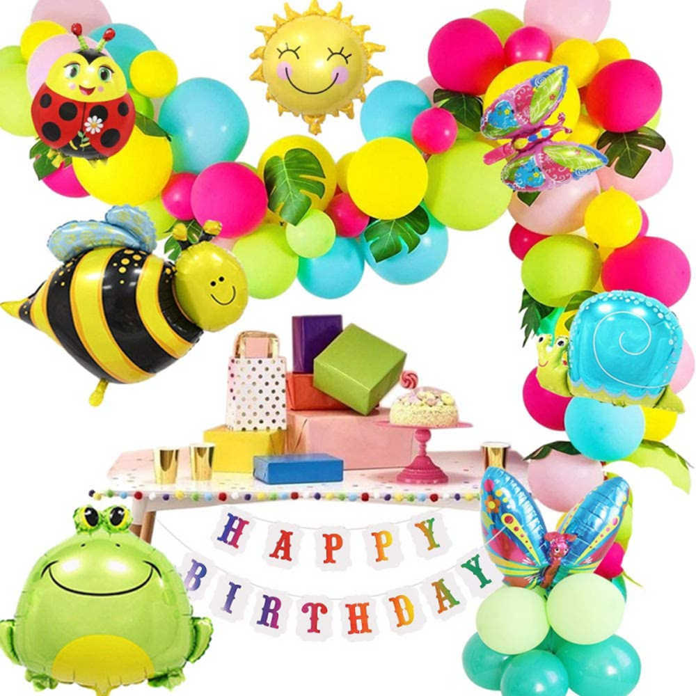 YANSION Insect Party Decorations,Garden Birthday Decorations Bug Themed Birthday Decoration Garden Birthday Backdrop Butterfly Balloon for Kid Birthday Party