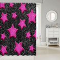 thumbnail image 2 of Manfei 3D Kawaii Stars Print Shower Curtain 72Wx72L,Cute Cartoon Themed Bathroom Curtain,Pink Black, 2 of 5