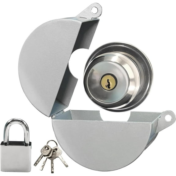 Door Knob Lock Out Device with Padlock, Door Handle Lock - Protects Door Handles from Turning and Entering Keyholes, for Covering Door Handles/Faucets/Valves, Stainless Steel (Silver)