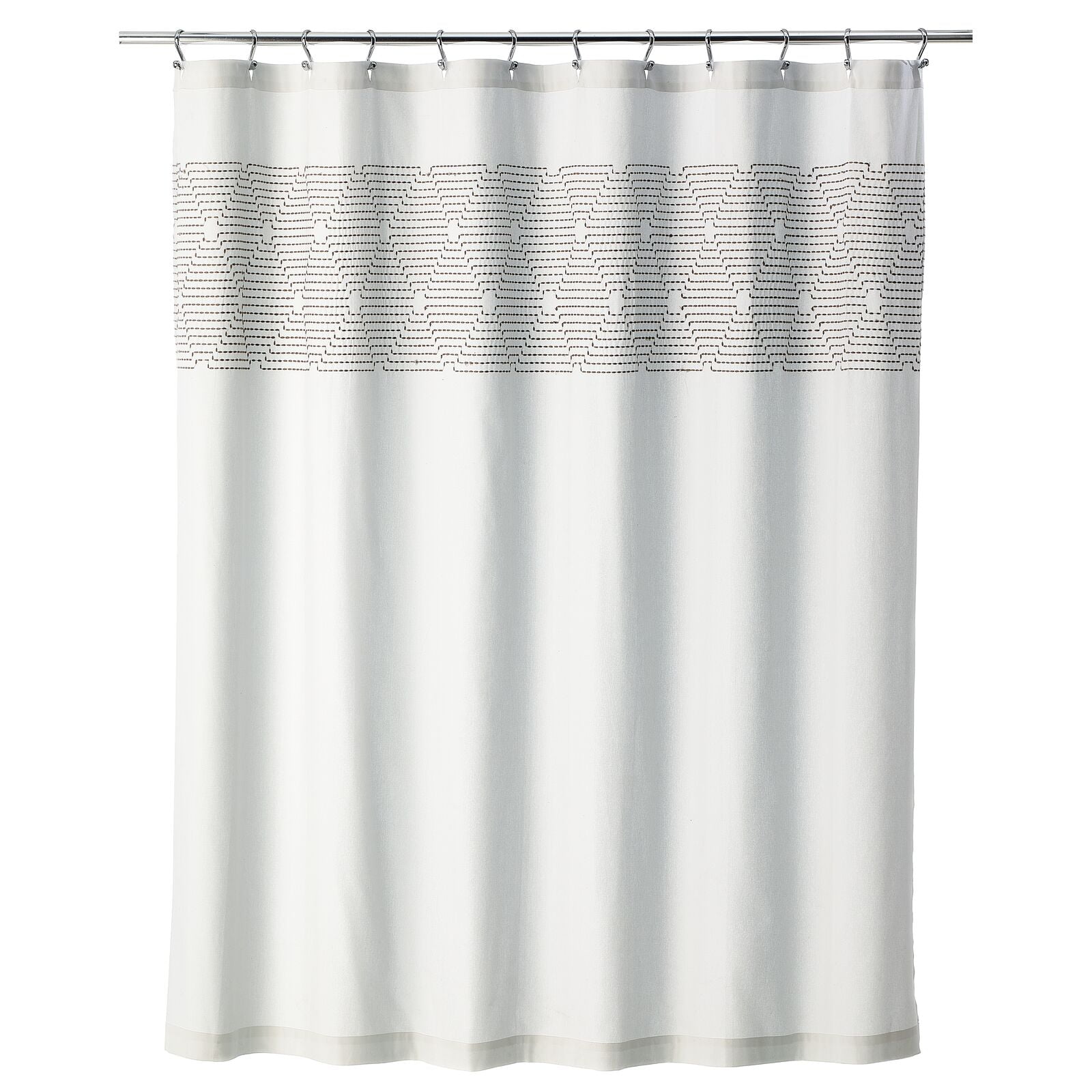 mDesign Fabric 100 Cotton Shower Curtain, Machine Washable, Reinforced Buttonholes for Bathroom