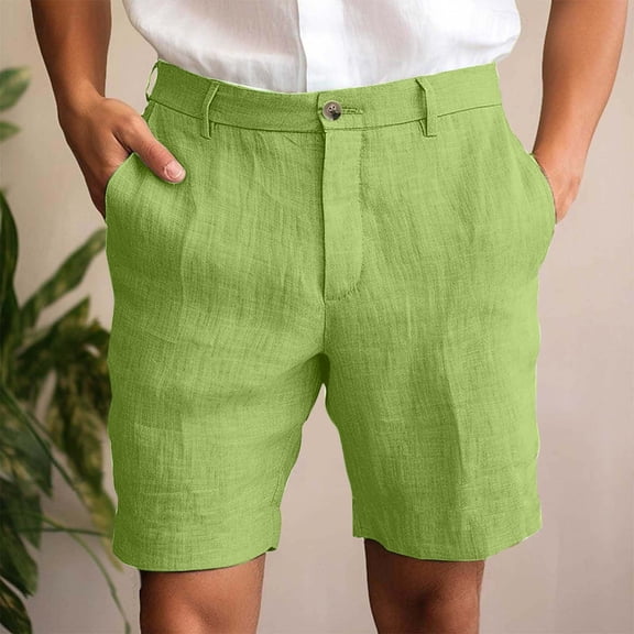 Mifsaly Linen Shorts for Men Lightweight Dressy Casual Summer Shorts Work Travel Beach Comfy Short Pants with Pockets S