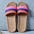 thumbnail image 1 of Pantuflas de lino para el hogar, pantuflas de interior para parejas, piso de madera, algodón y lino, sandalias de verano de suela gruesa antideslizantes para hombres y mujeres, 1 of 6
