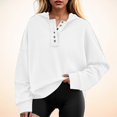 thumbnail image 2 of Blouses for Women Dressy Winter Fall Relaxed Fit Hooded Long Sleeve Cap Off the Shoulder Hoody Solid Color Leisure Polyester Sweatshirts Hoodies(White,XL), 2 of 5