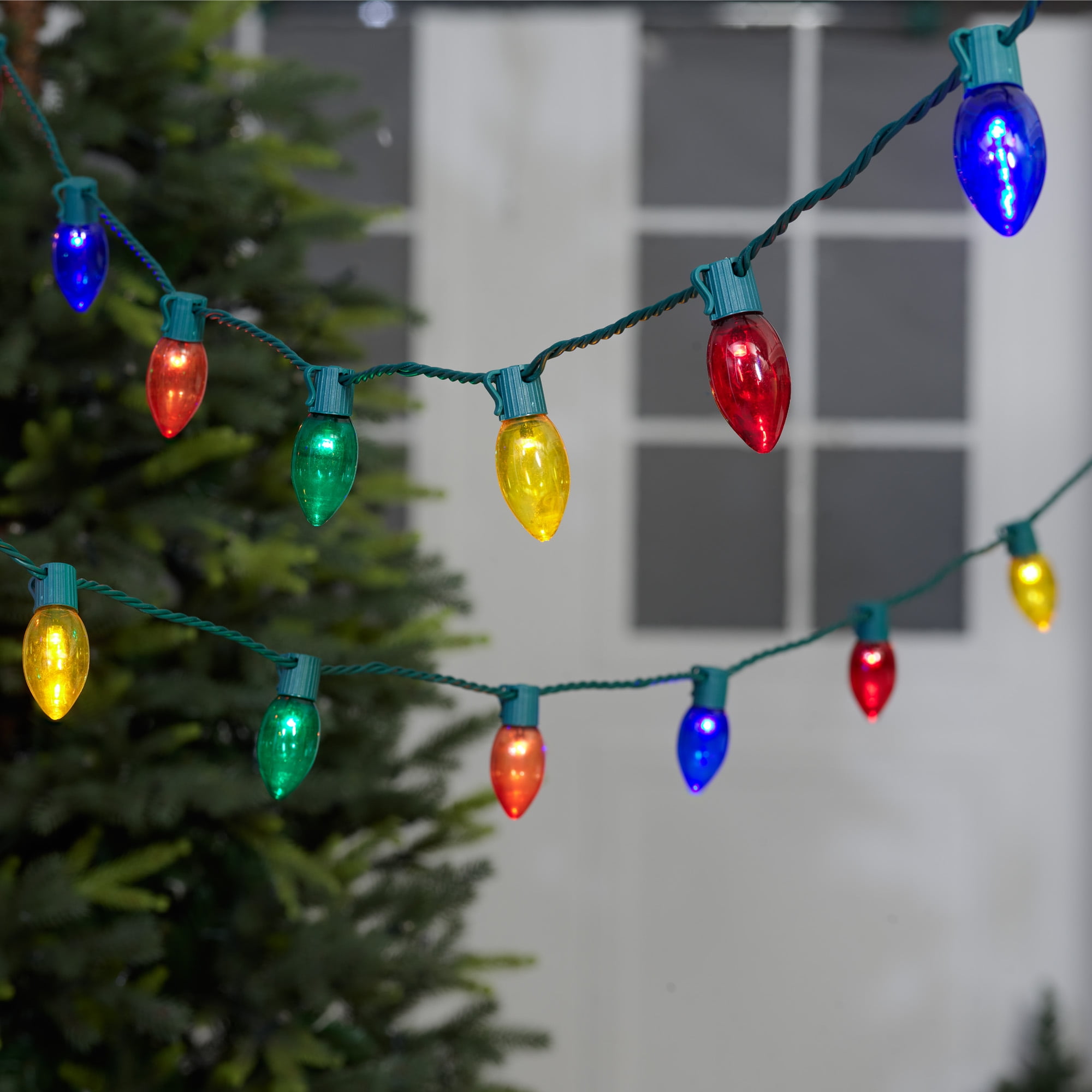 Indoor/Outdoor 25-Count Ultra Bright LED C9 Christmas Lights, Multicolor, 14', Holiday Time