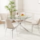 thumbnail image 1 of Mesa de comedor redonda universal con patas cromadas, mesa de cocina pequeña moderna de 90 cm, mesa de comedor de cocina,Transparente/Dorado, 1 of 2