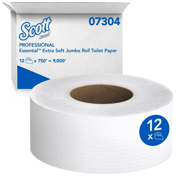 Cottonelle 07304 JRT Jr. Roll Tissue, 2-Ply, 7.9-Inch dia, 750ft, 12/Carton