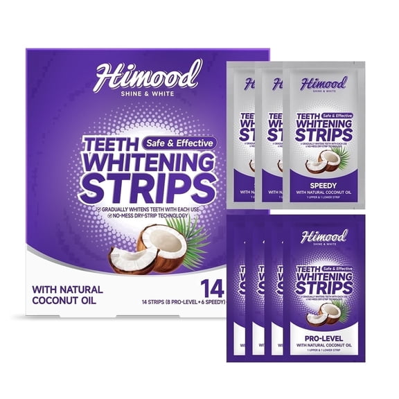 HIMOOD Teeth Whitening Strip, 7-Strips with Non-Slip, Dry Strip Technology - Teeth Strips Designed with Care for Teeth Sensitive, Coconut Flavor