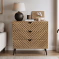 thumbnail image 3 of Semiocthome Modern 3 Drawer Dresser, Chest of Drawers with Diamond Doors for Bedroom, Walnut, Adult, 3 of 8