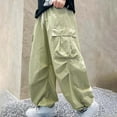 thumbnail image 6 of RMGVDSD Kids Boys Cargo Pants Boys Baggy Cargo Pants Wide Leg Pants Loose Elastic Waist Cargo Trousers Kids Regular Fit Trousers 11-12 Years/Green, 6 of 7
