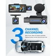 thumbnail image 6 of 3 Channel 2.5K Dash Cam, 1440P Dash Cam Front and Rear Inside, Dash Camera for Cars, Triple Car Camera with 32GB Card, G-Sensor, 24Hr Parking, Loop Recording, IR Night Vision, Blue, 6 of 10