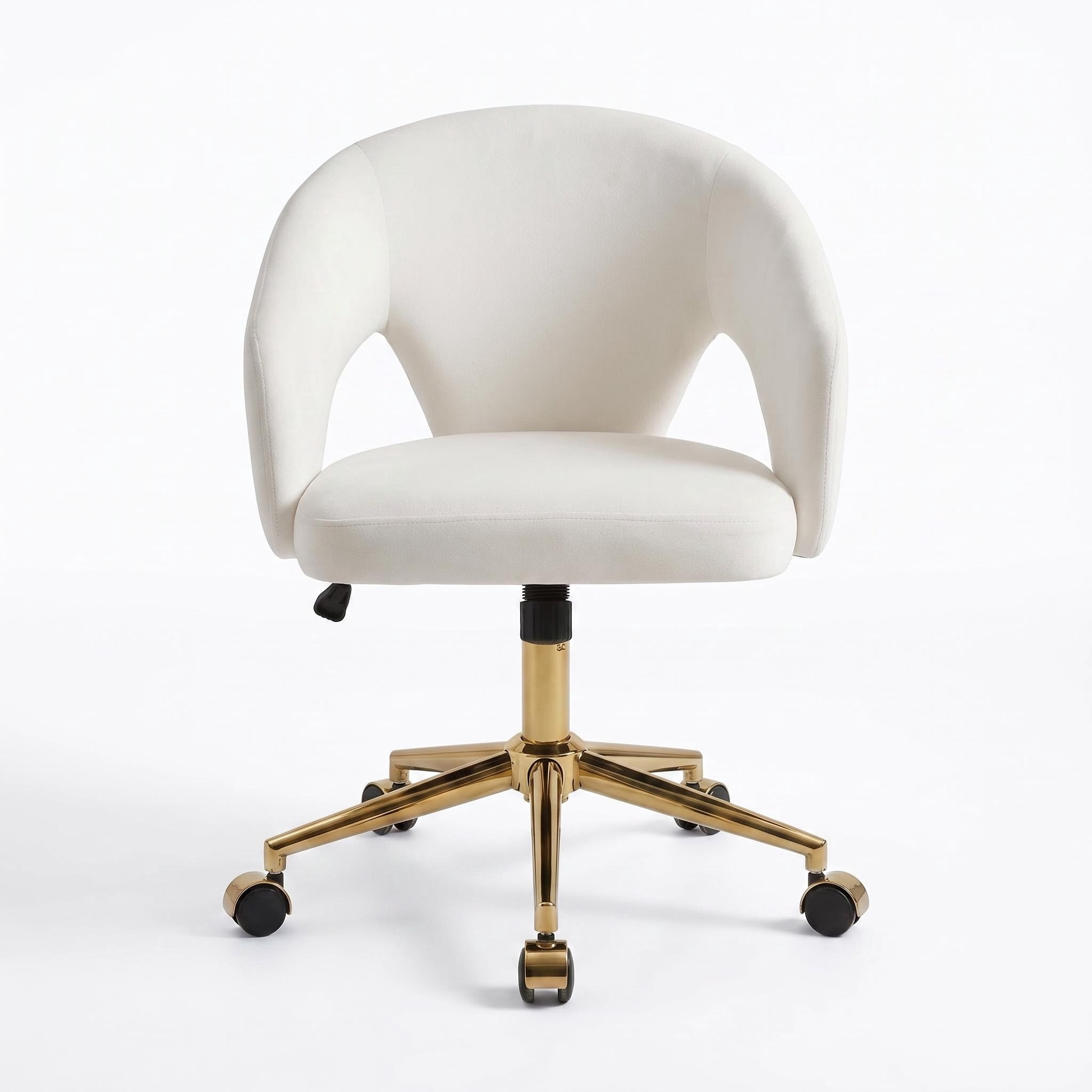Garitin Office Chair and Ergonomic Swivel Desk Chair 23.6 Inch, Comfortable Seating with Memory Foam Cushion for Home Bedroom, White