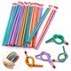 thumbnail image 1 of Qyyiguf 40 lápices flexibles de 7 pulgadas, lápiz suave novedoso, lápiz suave a rayas multicolores con borrador para el día de San Valentín, regalo para niños, equipo de diversión escolar, 1 of 1