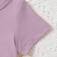 thumbnail image 3 of Tfken Girls Outfit Sets For Summer Print Crew Neck Short Sleeve Tops With Solid Color Shorts Set Fashion Kids Cute Outfit Purple Size 3-4 Years, 3 of 6