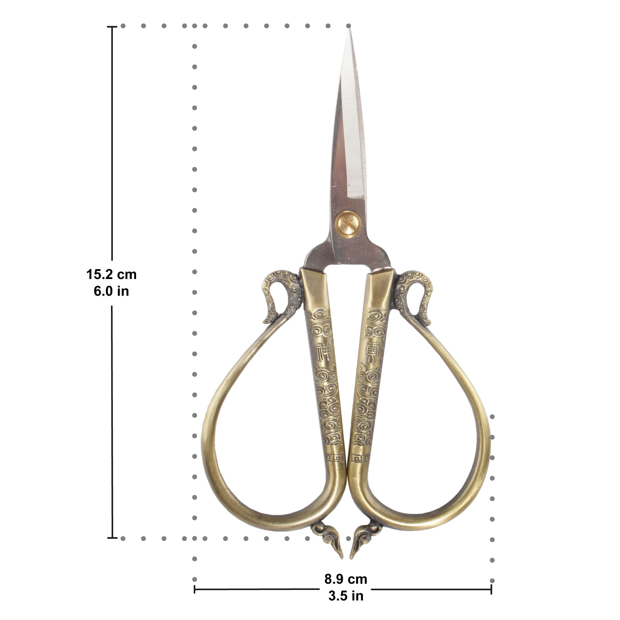 JubileeYarn Antique Style Heirloom Craft Embroidery Scissors w/Decorative Cast Handles Classic Chinese Look 5 Piece Set - Assorted