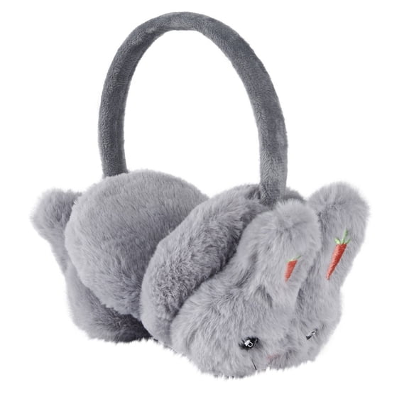 Adult Kids Winter Warm Plush Earmuffs Anti Freezing Pattern Ear Warmers Gray One Size