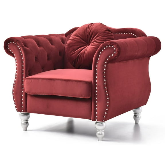 Glory Furniture Hollywood Accent Chair in Burgundy Color