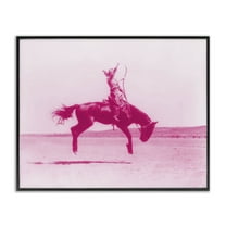 Stupell Industries Pink Galloping Cowgirl Animals Painting Black Framed Art Print Wall Art, 30 x 24