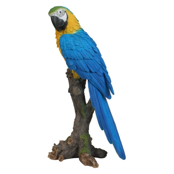 Hi-Line Gift Ltd 87814-B Blue & Yellow Parrot On Branch Statue