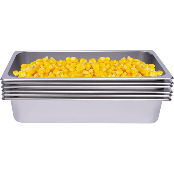 6pcs 4" Steam Table Pans Snack Stands Canteens Drinks Prep Pan Stainless Steel
