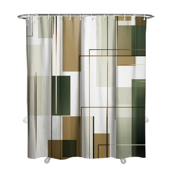 Navy Blue Fabric Shower Curtain - Geometric Shower Curtain Set with 12 Plastic Hooks, Water Repellent, Machine Washable, Modern Decorative Polyester Cloth Shower Curtains for Bathroom - 72x84