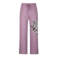 thumbnail image 2 of Caqnni Men Cotton Linen Trousers Casual Lightweight Loose Fit Drawstring Pants Summer Trousers with Pockets (Purple,M), 2 of 4