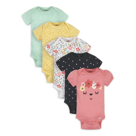 

Gerber Baby Girls Short Sleeve Bodysuits 5-Pack (Preemie-24 Months)