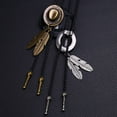 thumbnail image 3 of Elegant Black Bolo Tie with Pendant Cowboy Necktie Western Tie, 3 of 11