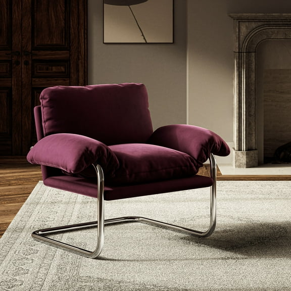 Modway Ansel Performance Velvet Accent Chair in Mulberry