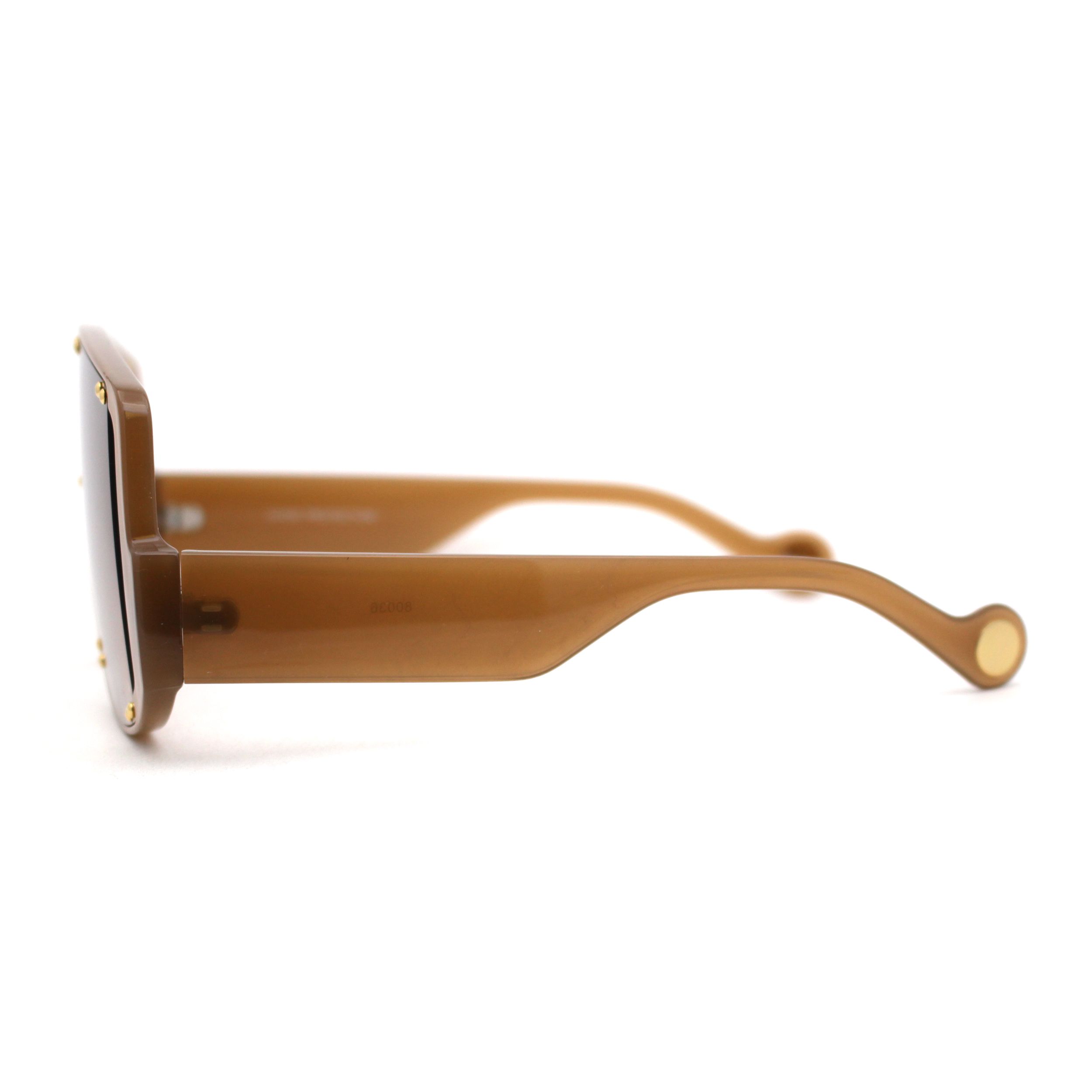 Multi Panel Shield Drop Temple Plastic Curved Top Racer Sunglasses All Brown - image 3 of 4