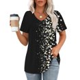 thumbnail image 2 of Tnhcen Women's New Summer Short Sleeve V-neck Tunic - Printed Blouse with Front Ruffle & Arcuate Hem | Casual Stretch Tops for Women S-5XL, 2 of 4