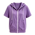 thumbnail image 5 of Mifsaly Girls Short Sleeve Hoodie Zip Up Lightweight Hooded Sweatshirt with Pockets Cozy Comfortable Back to School Casual Everyday Playwear, 5 of 5