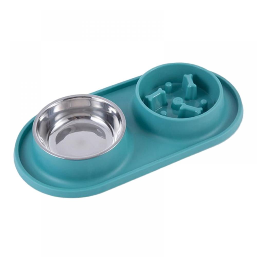 Slow Feeder Dog Bowls 2 in 1 Stainless Steel Dog Food and Water Bowls