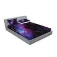thumbnail image 2 of Ambesonne Space Fitted Sheet & Pillow Sham Set, Nebula Dark Galaxy Stars, King, Magenta Blue, 2 of 2