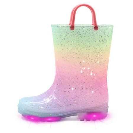 

EUXTERPA Toddler-Kids Light Up Rain Boots Girls Glitter Rain Boots Little Kid Size 3