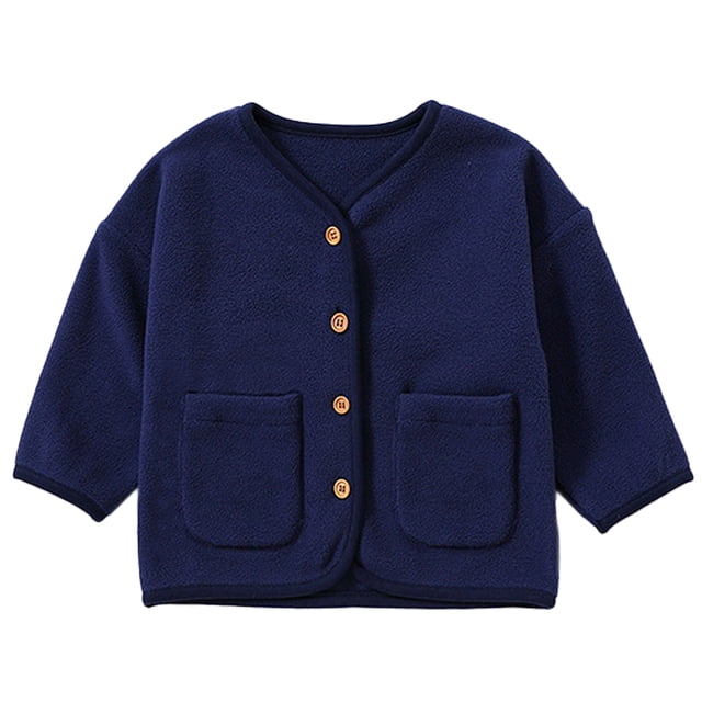 Laklulu cálido en invierno abrigo polar de doble cara para bebé, ropa de bebé, ropa de invierno para salir (azul)