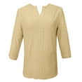 thumbnail image 3 of Ladies' Solid Color V-Neck Three Quarter Sleeve Shirt - Polyester Material - S-XXL, 3 of 4