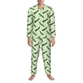 thumbnail image 3 of Sikiie Green Cucumber1 Mens Pajama Set, Soft Warm Long Sleeve Sleepwear, Cozy Button-Down Pjs for Men-XX-Large, 3 of 7