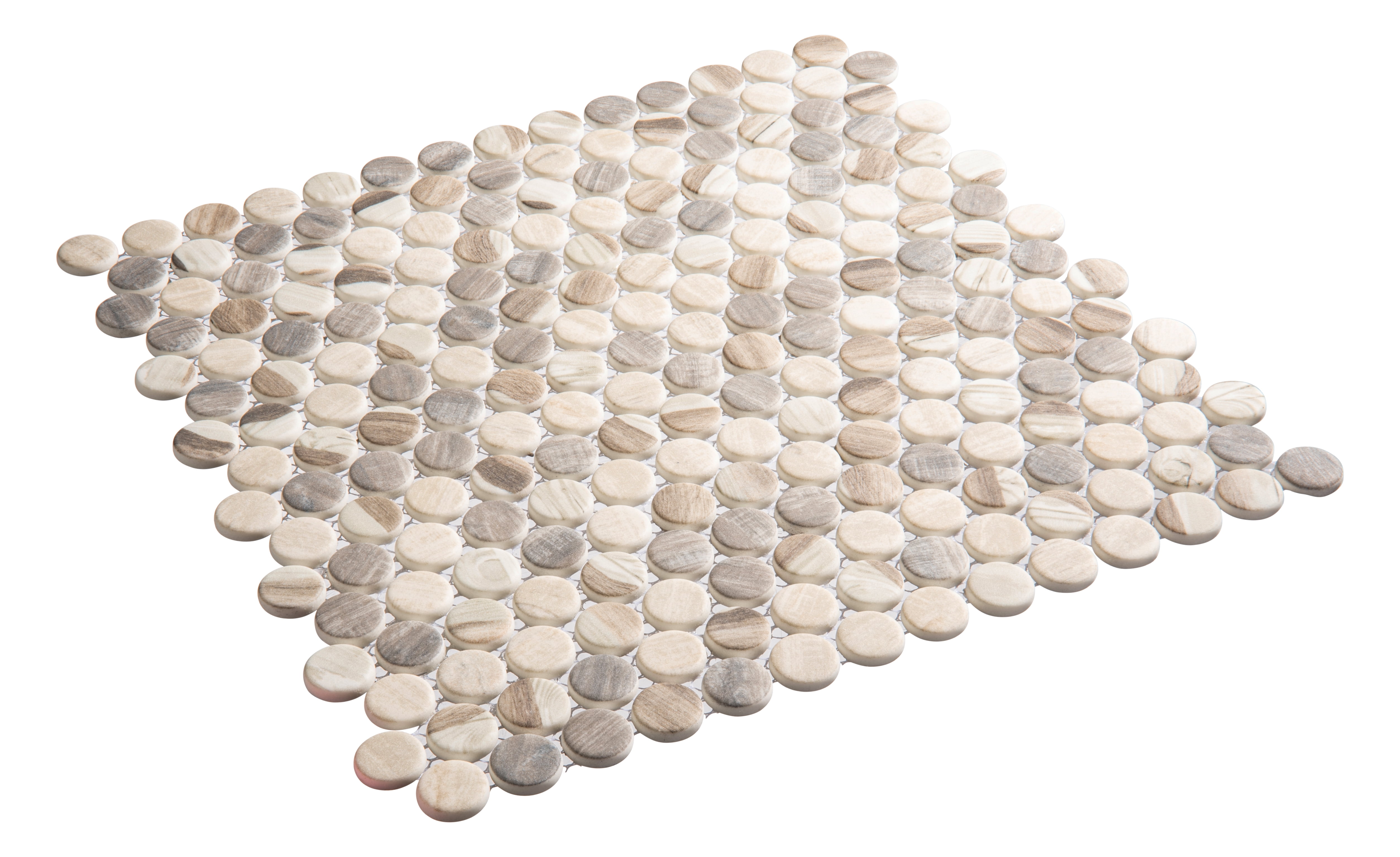 Dexo Noel Brwon 1-in. Penny Round Matte Glass Mosaic Wall & Floor Tile
