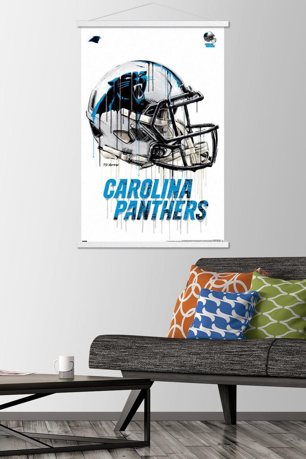 NFL Carolina Panthers - Drip Helmet 20 Wall Poster, 22.375" x 34" Framed