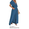 thumbnail image 7 of Swimsuit Cover Up Solid Color Sexy Deep V Neck Ruffle Bikini Dress for Holiday, 7 of 7
