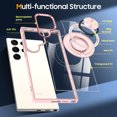 thumbnail image 3 of Clear Mangetic Case for Samsung Galaxy S24 Ultra with 360° Rotatable Ring Holder Kickstand, [Compatible with MagSafe] Soft Bumper Rugged Acrylic Back Hybrid Protective [Non-Yellowing] Case, Pink, 3 of 7