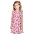 thumbnail image 1 of Fotbe Cute Flamingo Vestido de Dormir para Niñas de 3 a 10 Años, Mangas Cortas, Estilo Princesa, Pijama Camisón con Mangas Voladas-Small, 1 of 6