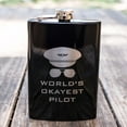 thumbnail image 2 of Hip Flask Plus Stainless Steel 8oz Black Flask - World's Okayest Pilot, 2 of 3