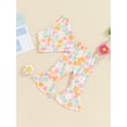 thumbnail image 2 of Toddler Girl Pants Set Floral Print Sleeveless One Shoulder Tank Tops with Flare Trousers 2 Pcs Summer Outfit, 2 of 8