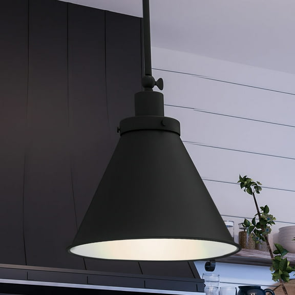 Luxury Traditional Pendant, 12.75H x 12.25W, with Modern Farmhouse Style, Midnight Black, UHP4004 by Urban Ambiance