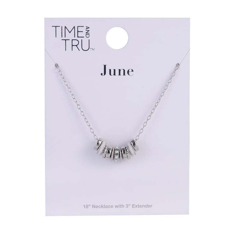 Time and Tru Pearl Birthstone Silvertone Necklace, June photo 5