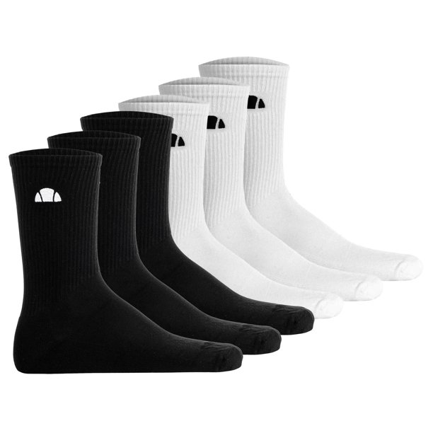 ellesse Calcetines unisex, paquete de 6 - ALACRE, calcetines cortos, logotipo, color liso Negro/Blanco 41-46