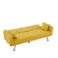 thumbnail image 5 of Convertible Sofa Bed, 75 Inch Linen Fabric Tufted Upholstered Accent Sofa Loveseat with Adjustable Back and Sturdy Legs, Folding Futon Sofa Bed Sleeper Couch Daybed for Living Room Bedroom, Yellow, 5 of 7